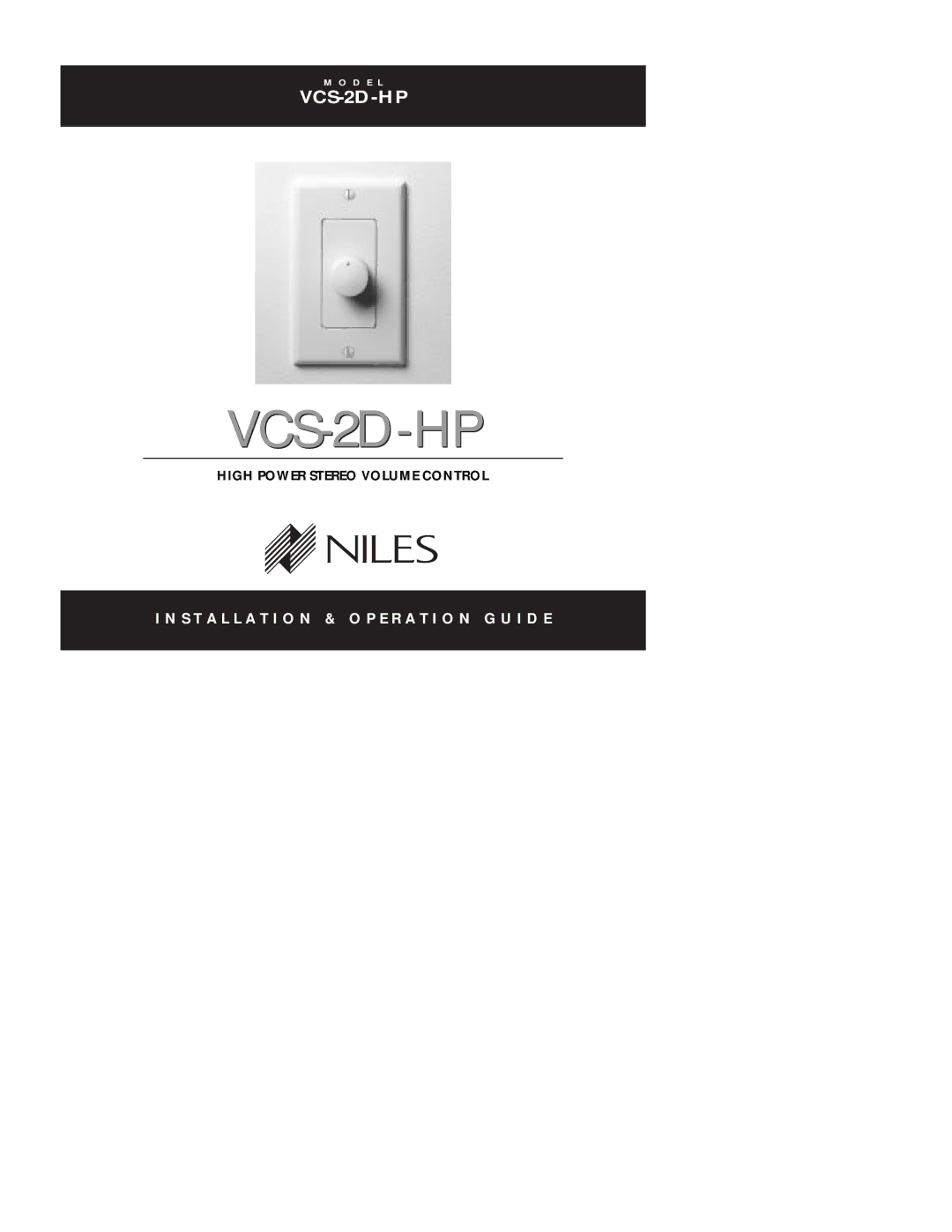 Niles Audio VCS-2D-HP manual 