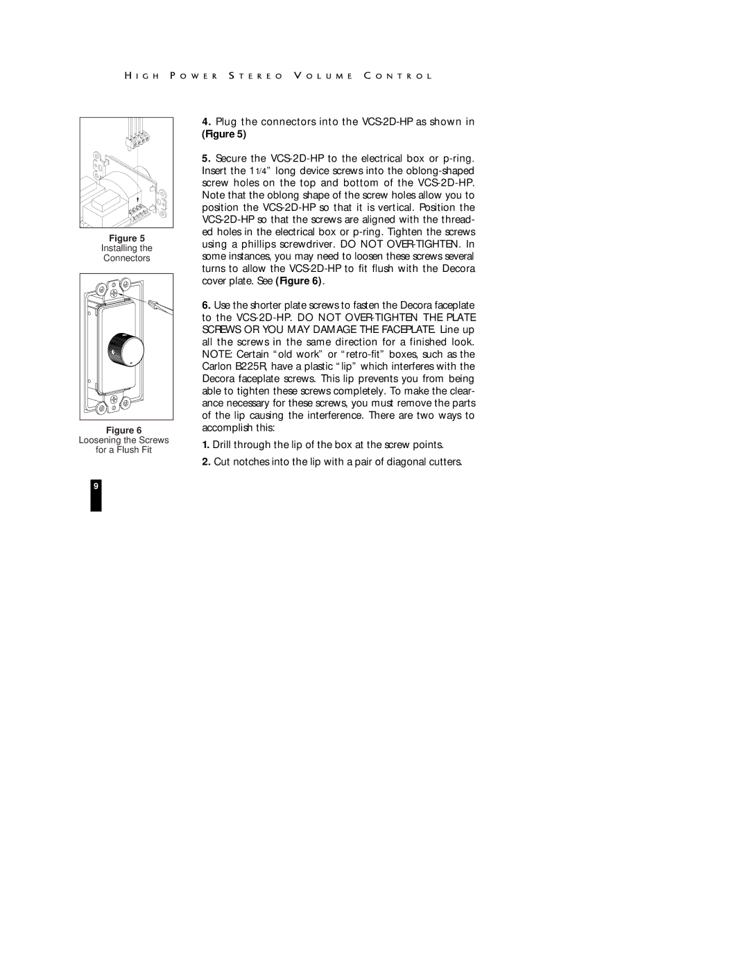 Niles Audio VCS-2D-HP manual Loosening the Screws For a Flush Fit 