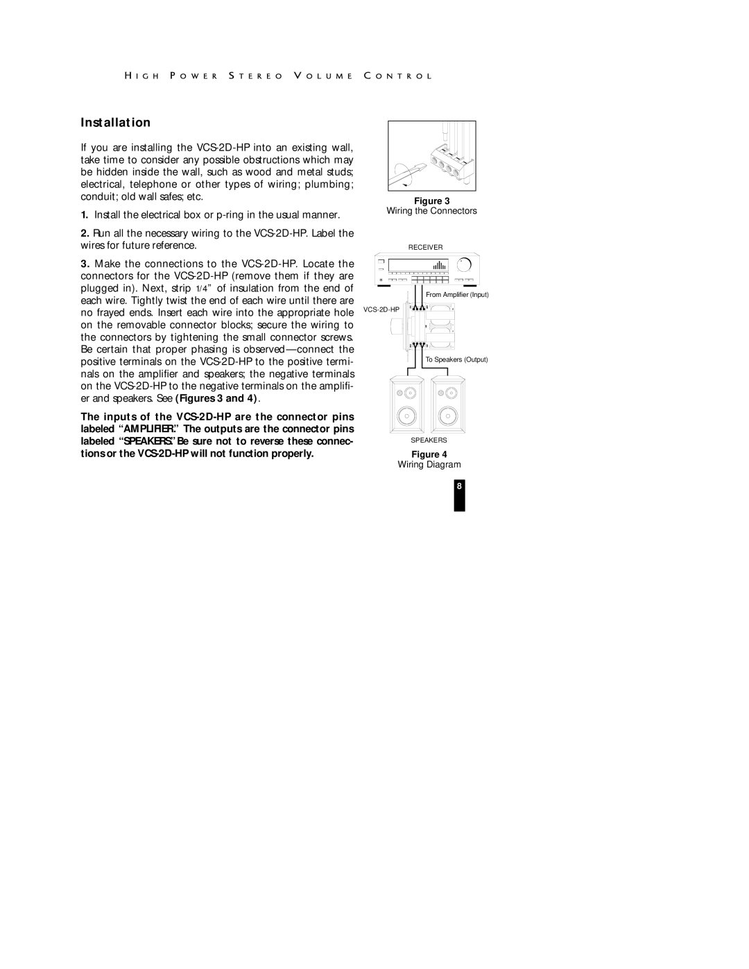 Niles Audio VCS-2D-HP manual Installation 