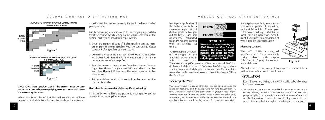 Niles Audio VCS HUB8 Installation, Limitations in Volume with High Magnification Settings, Type of Speaker Wire 