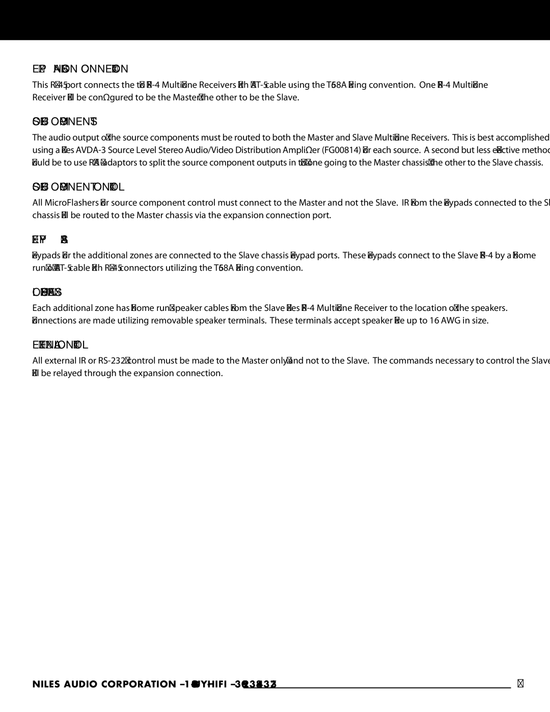 Niles Audio ZR-4 manual Expansion Connection, Source component control, External Control 