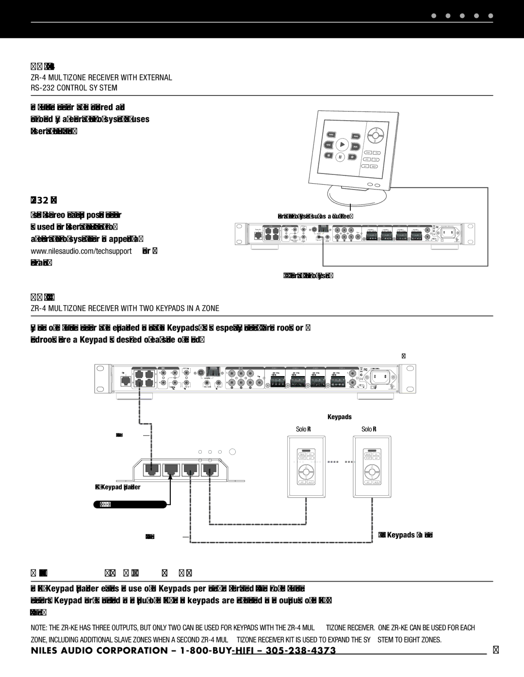 Niles Audio ZR-4 manual RS-232 Connection, Niles ZR-KE Keypad Expander 