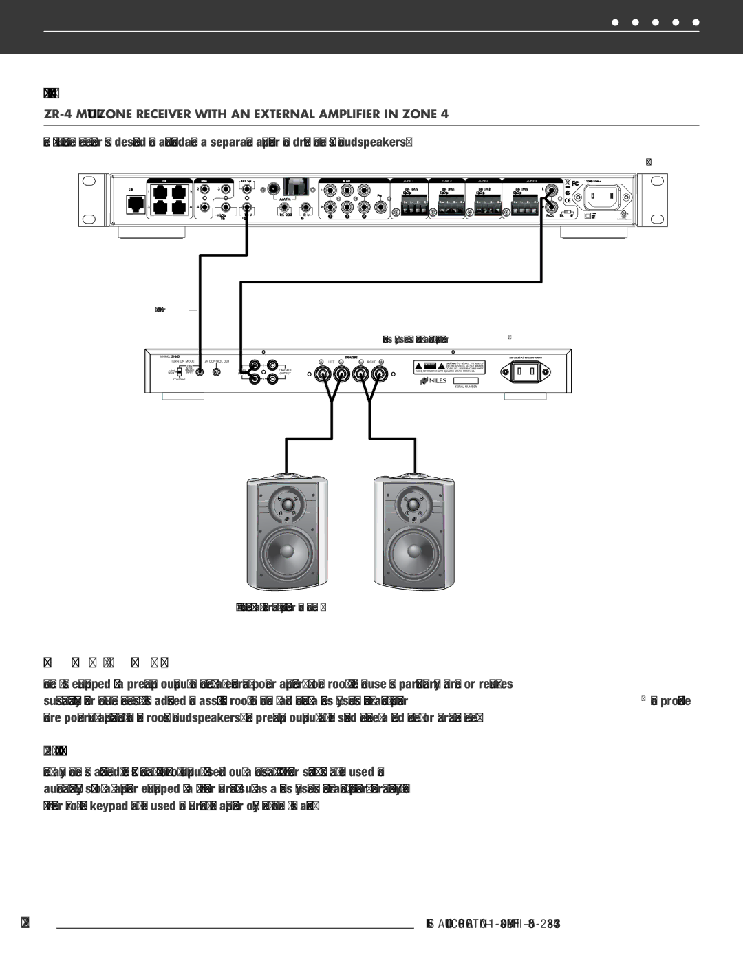 Niles Audio ZR-4 manual Pre-Amp Output, 12V Trigger Output 