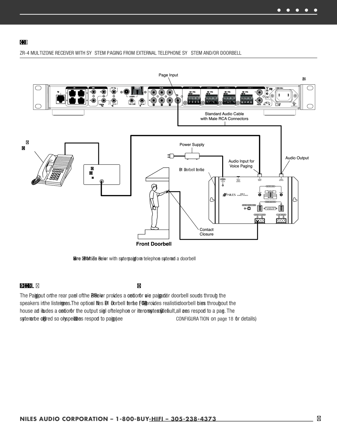 Niles Audio ZR-4 manual Telephone and/or doorbell paging 