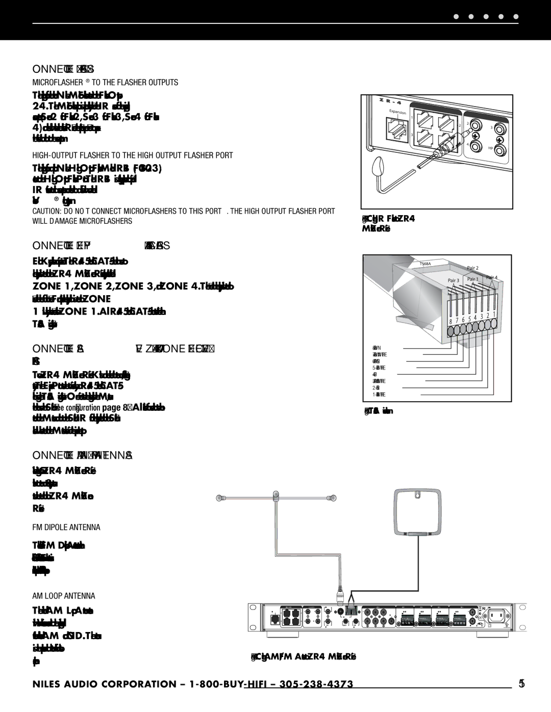 Niles Audio manual Connect the IR Flashers, Connect the Keypad CAT-5 Cables, Connect the Slave ZR-4 MultiZone Receiver 