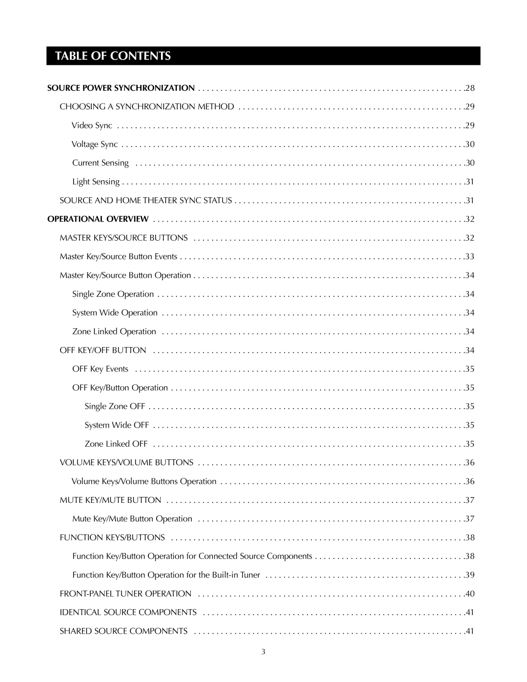 Niles Audio ZR-4630s manual Table of Contents 