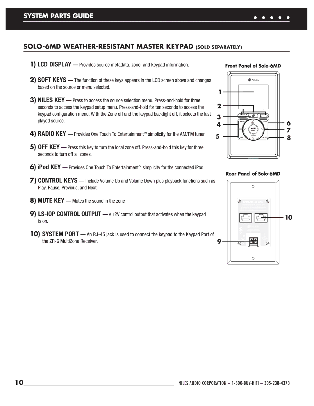 Niles Audio ZR-6 manual SOLO-6MD WEATHER-RESISTANT Master Keypad Sold Separately, Played source 