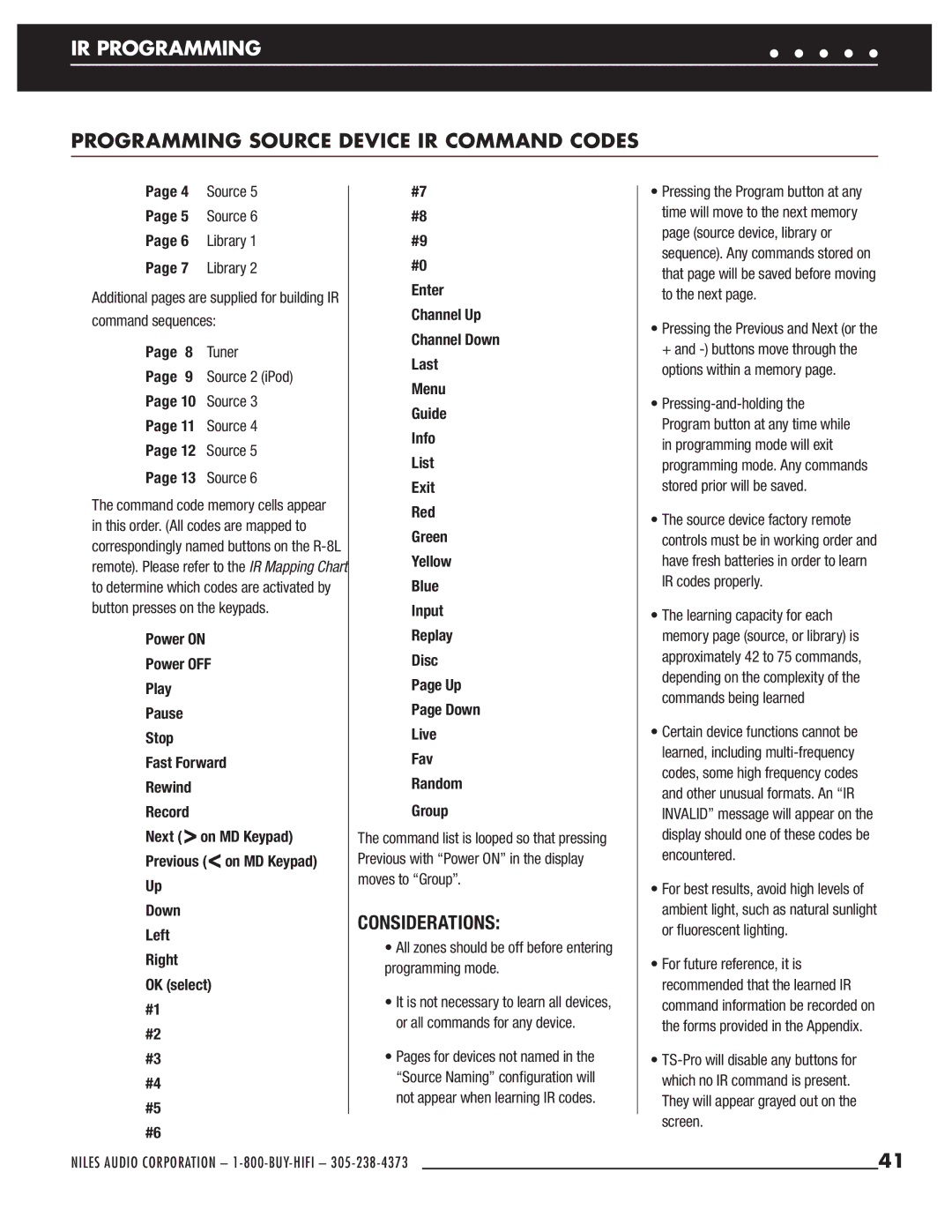 Niles Audio ZR-6 manual Considerations, All zones should be off before entering programming mode 