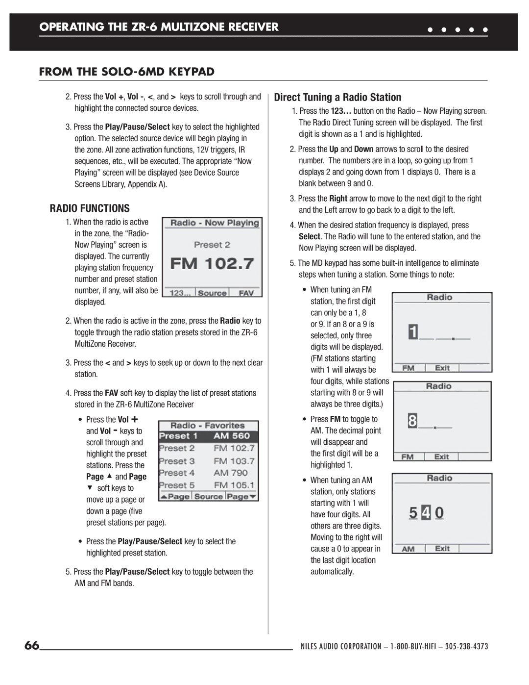 Niles Audio ZR-6 manual Direct Tuning a Radio Station, Soft keys to 