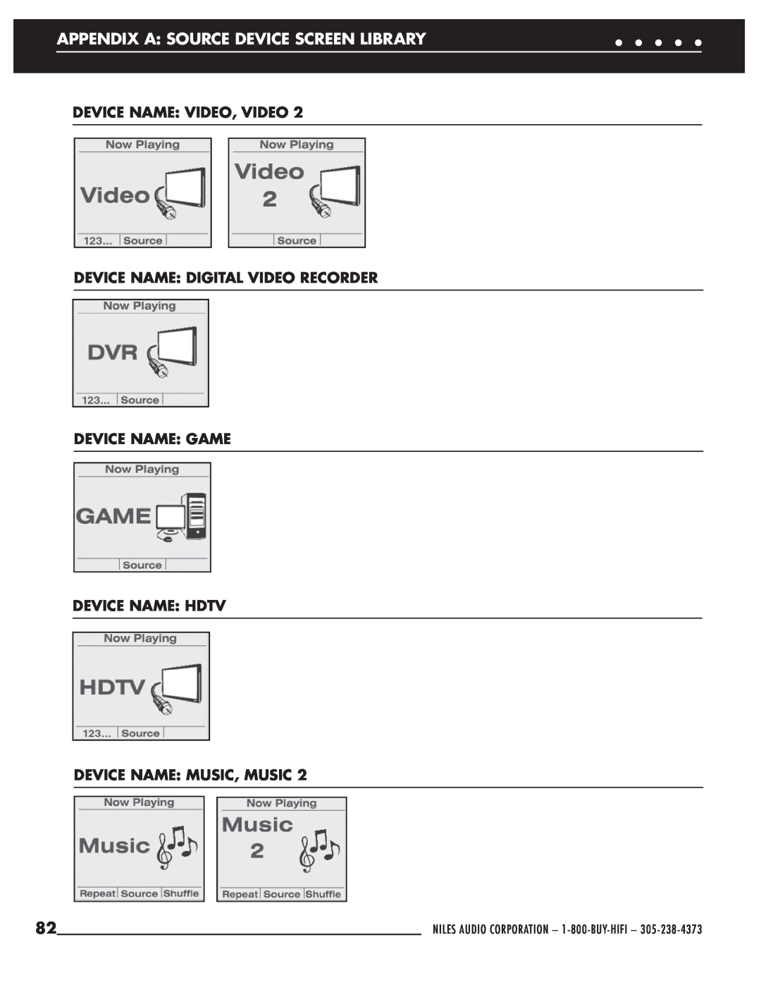 Niles Audio ZR-6 manual Device Name: Video, Video, Device Name: Digital Video Recorder, Device Name: Game Device Name: Hdtv 