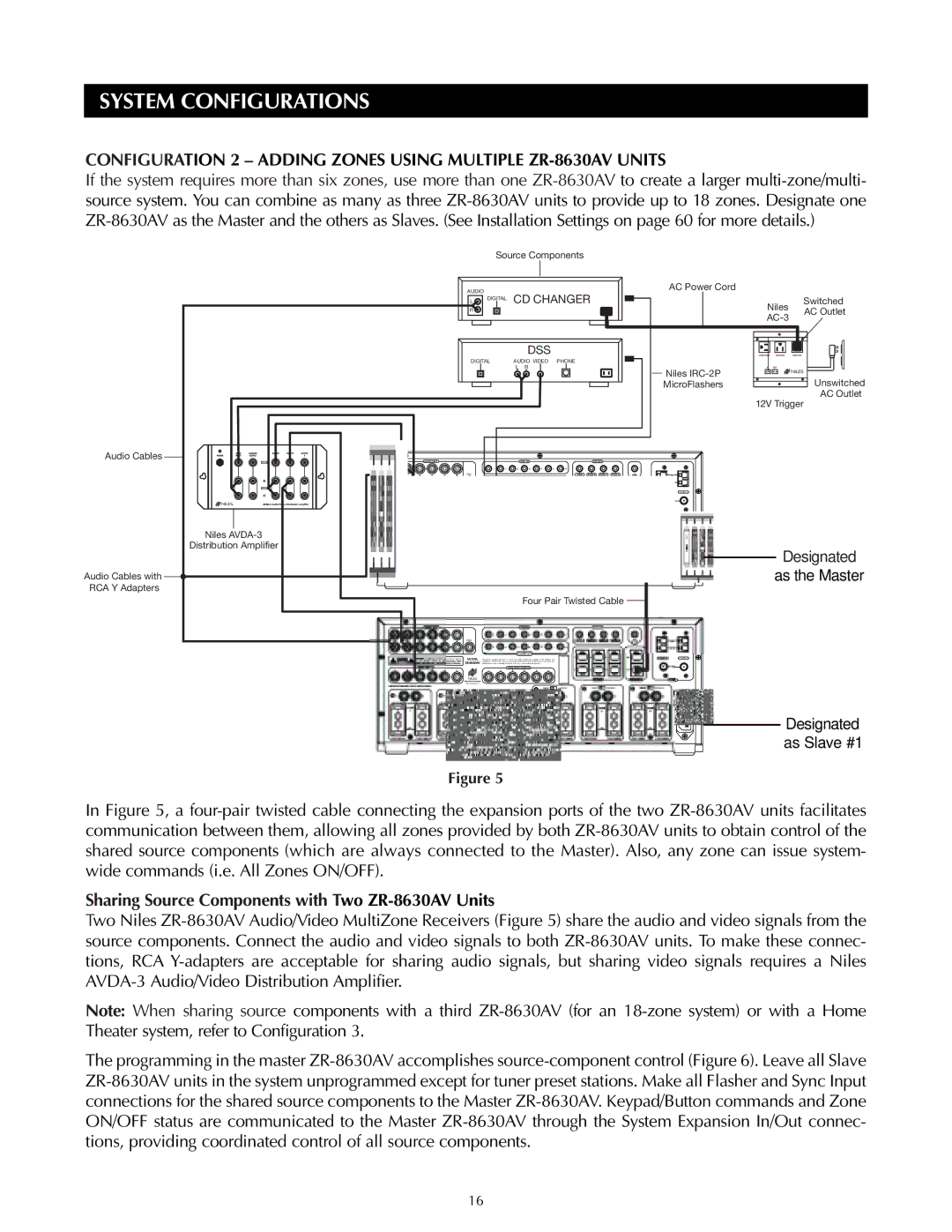 Niles Audio ZR-8630AVZR-8630AV manual Configuration 2 Adding Zones Using Multiple ZR-8630AV Units 