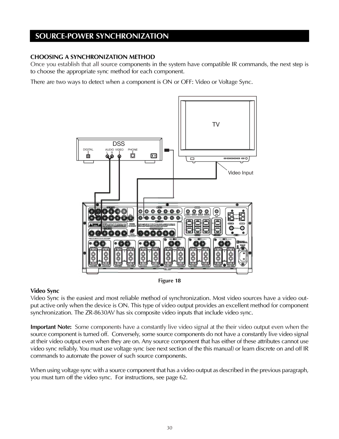 Niles Audio ZR-8630AVZR-8630AV manual SOURCE-POWER Synchronization, Choosing a Synchronization Method, Video Sync 