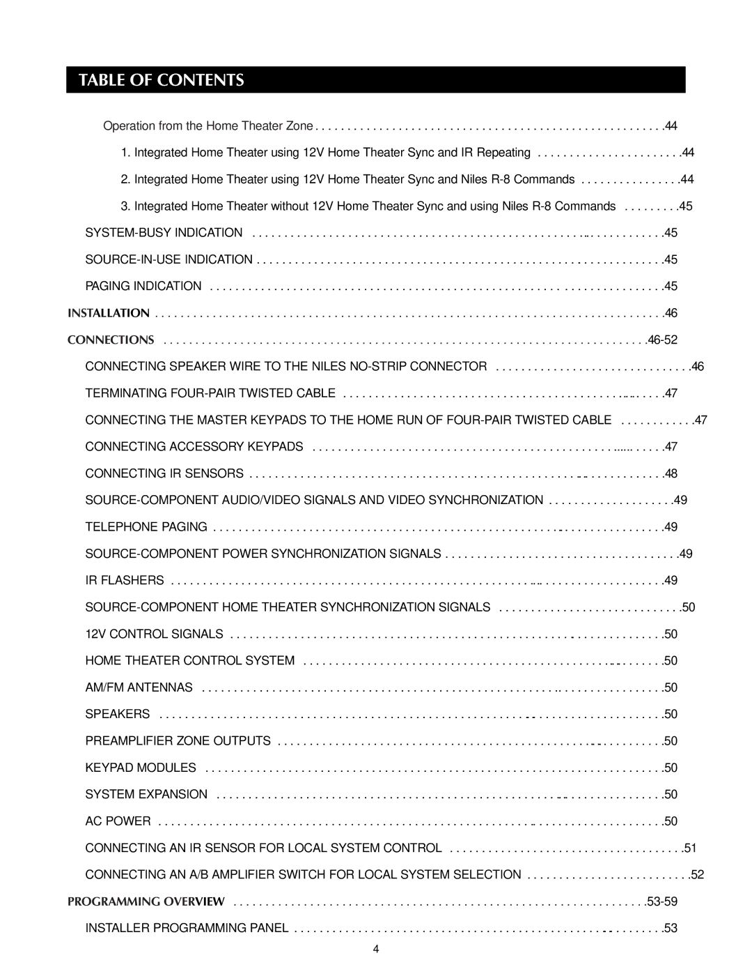 Niles Audio ZR-8630AVZR-8630AV manual Table of Contents 