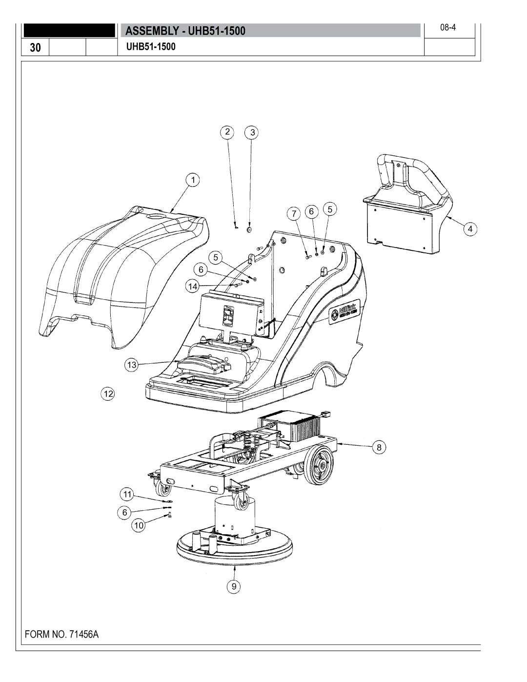 Nilfisk-Advance America 01610A manual Assembly UHB51-150008-4 