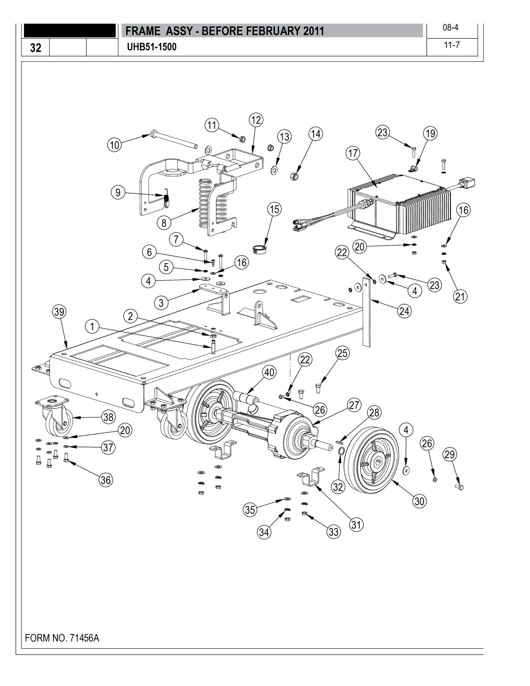 Nilfisk-Advance America 01610A manual Frame Assy Before February 