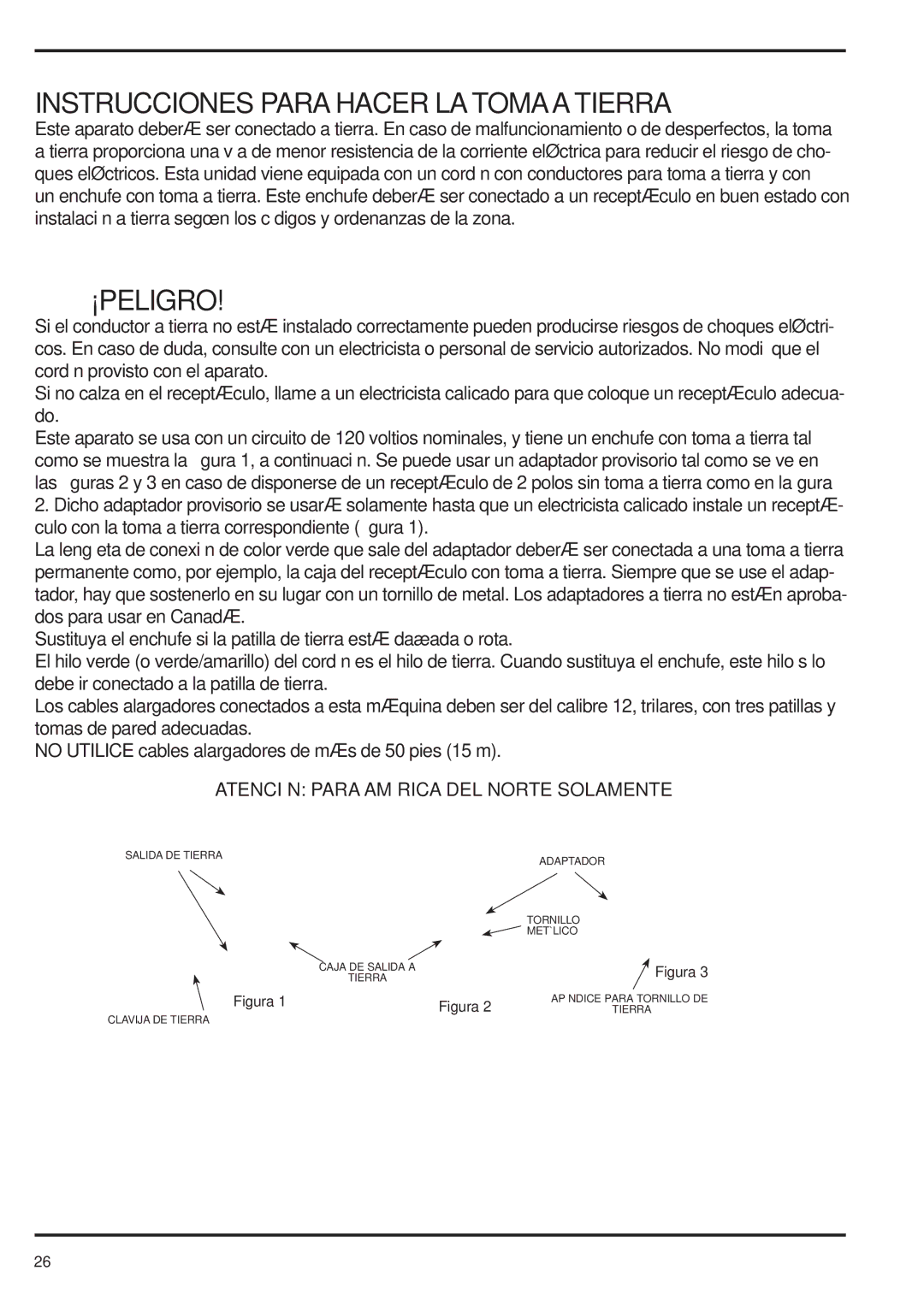 Nilfisk-Advance America 18D, 12D, 12P, 12S, 15D, 15P, 15S manual Instrucciones Para Hacer LA Tomaa Tierra, ¡Peligro 