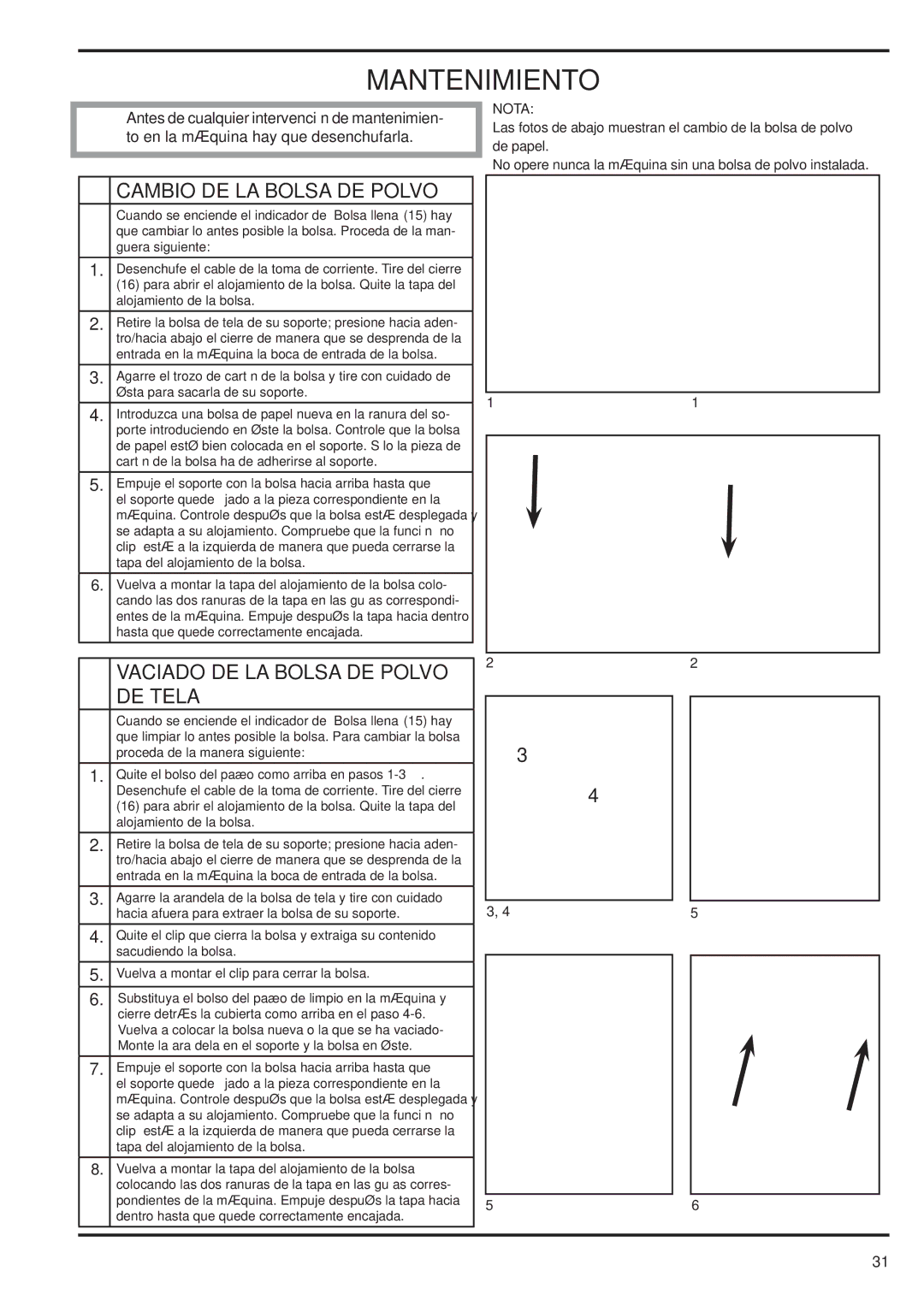 Nilfisk-Advance America 15D, 12D, 12P, 12S, 15P, 18D, 15S manual Mantenimiento 