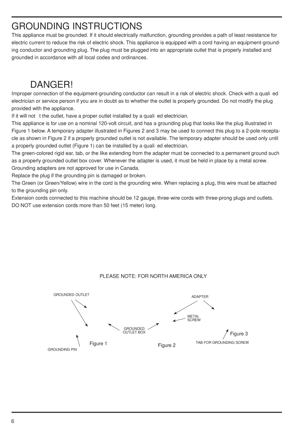 Nilfisk-Advance America 15S, 12D, 12P, 12S, 15D, 15P, 18D manual Grounding Instructions, Please Note for North America only 