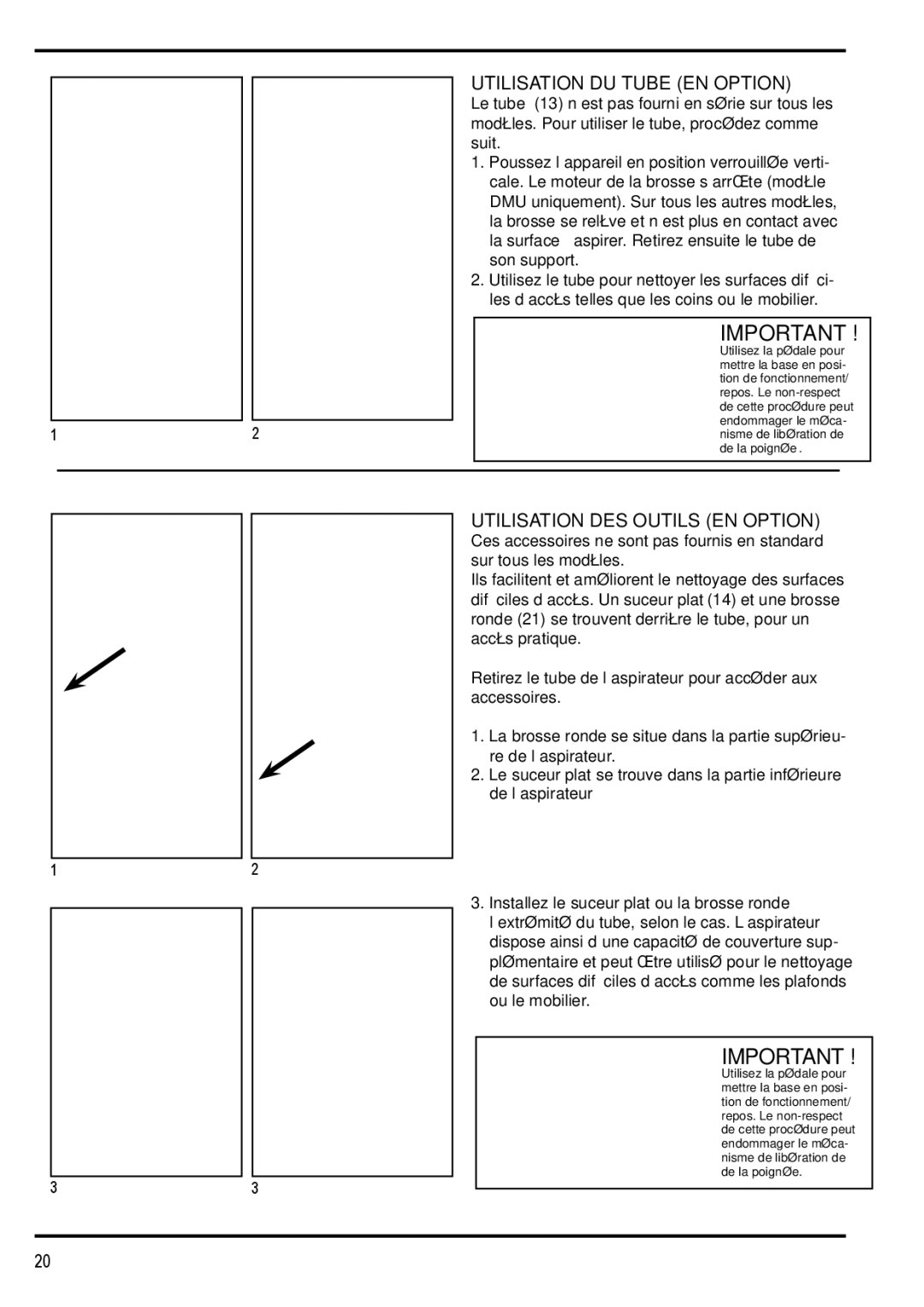 Nilfisk-Advance America 12H manual Utilisation DU Tube EN Option, Utilisation DES Outils EN Option 