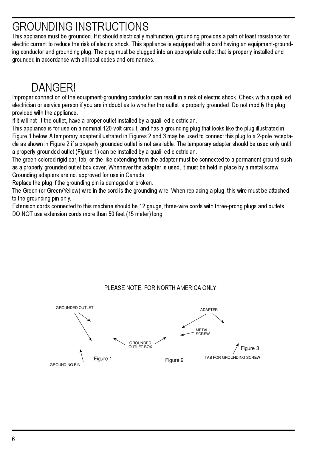 Nilfisk-Advance America 12H manual Grounding Instructions, Please Note for North America only 