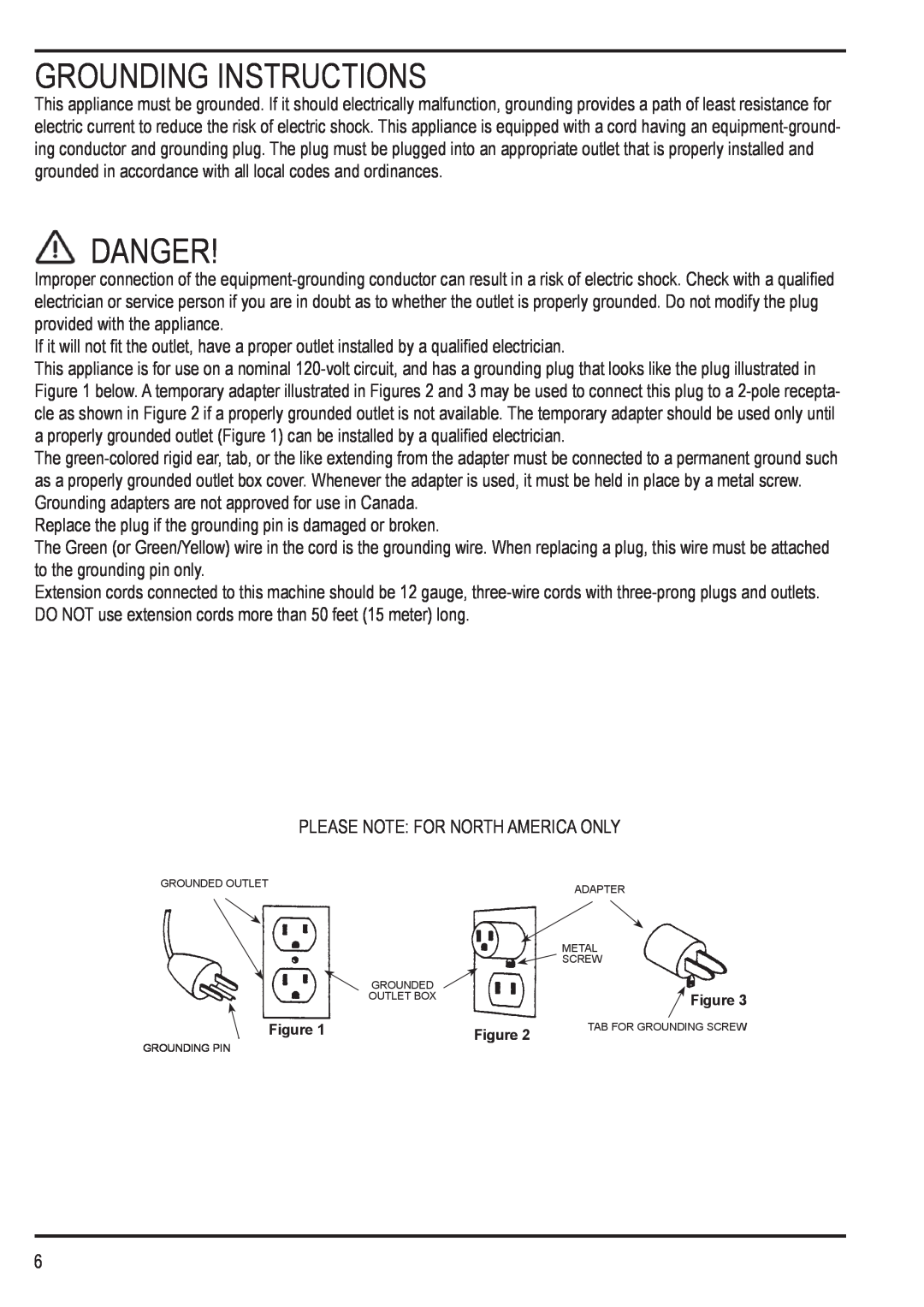 Nilfisk-Advance America 12H manual Grounding Instructions, Danger 