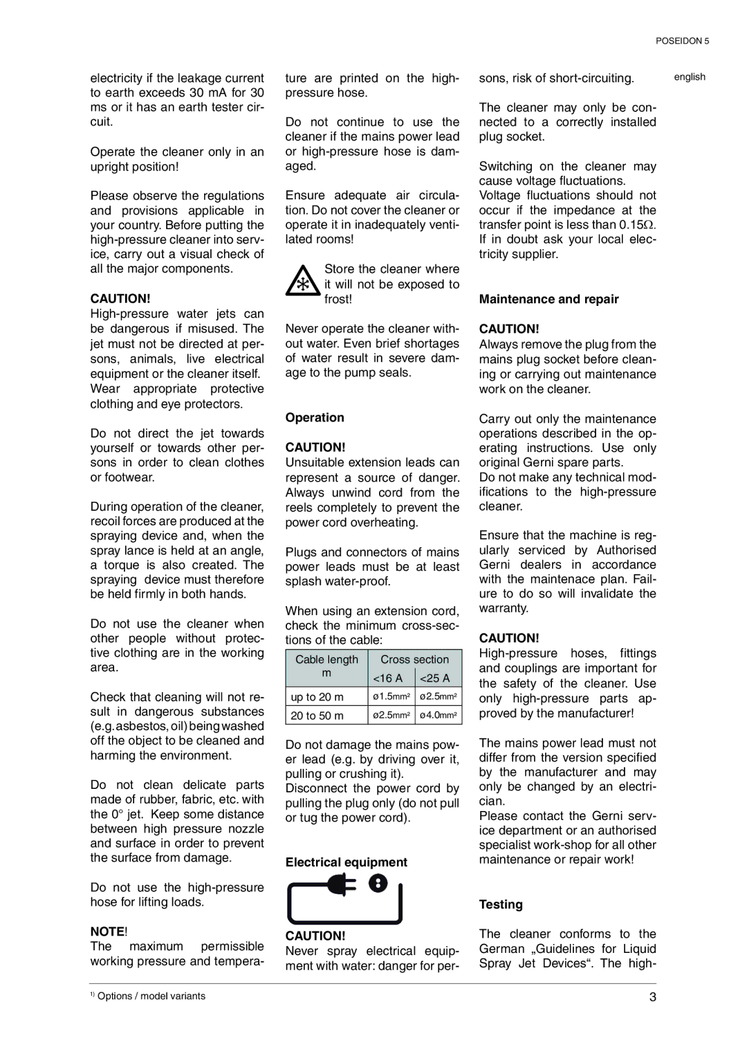 Nilfisk-Advance America 5 manual Operation, Electrical equipment, Maintenance and repair, Testing 