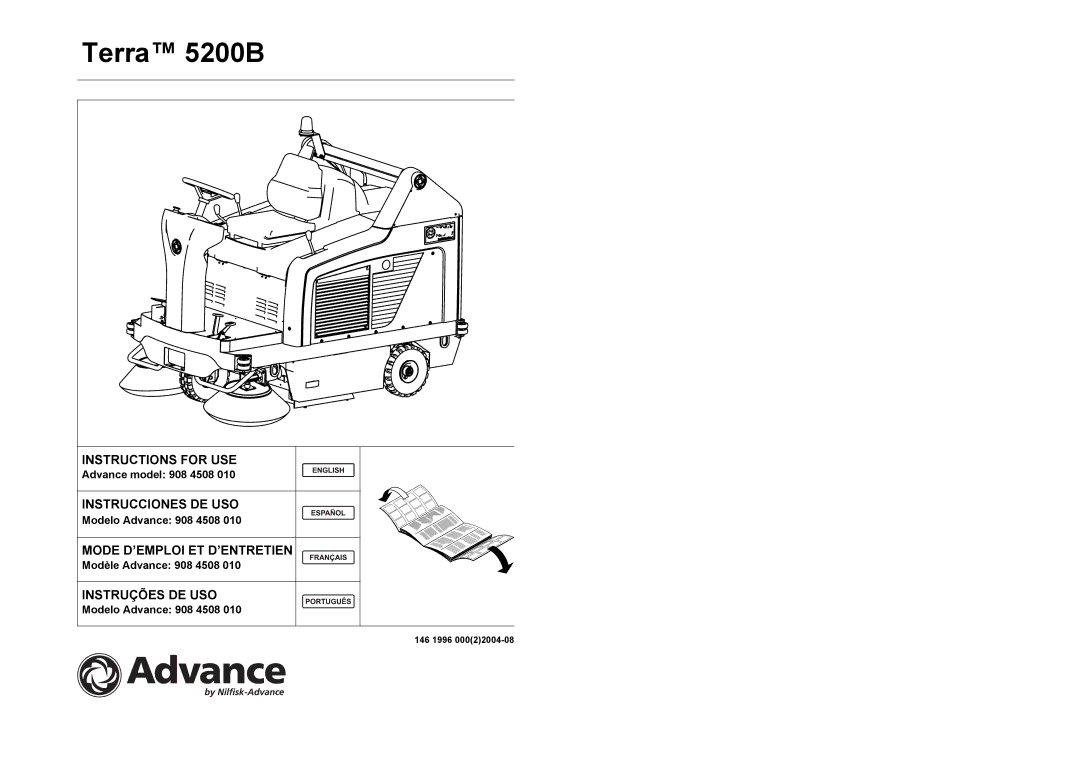 Nilfisk-Advance America 5200B manual Instructions for USE, Instrucciones DE USO, Mode D’EMPLOI ET D’ENTRETIEN, 146 1996 