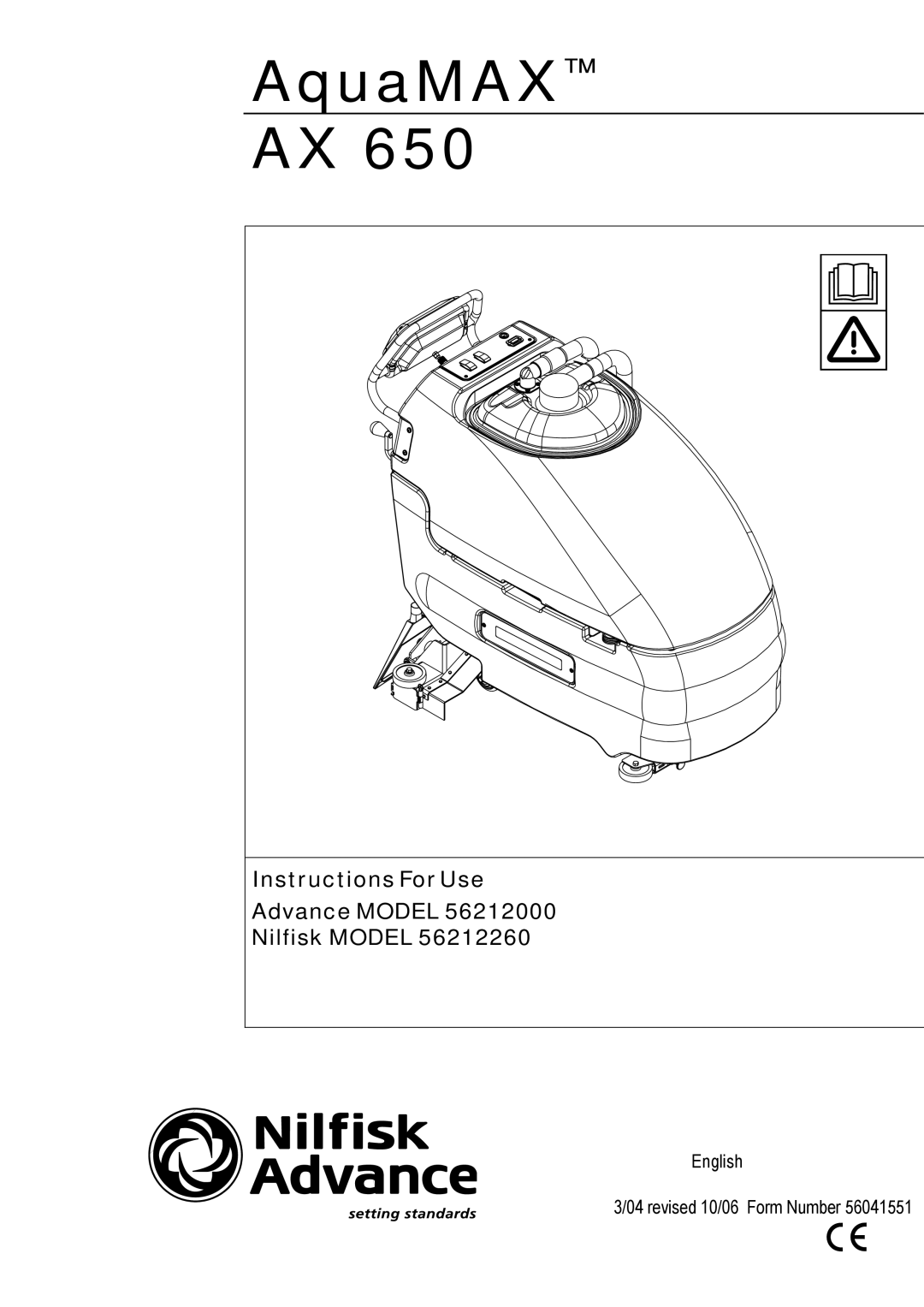 Nilfisk-Advance America AX 650 manual AquaMAX 