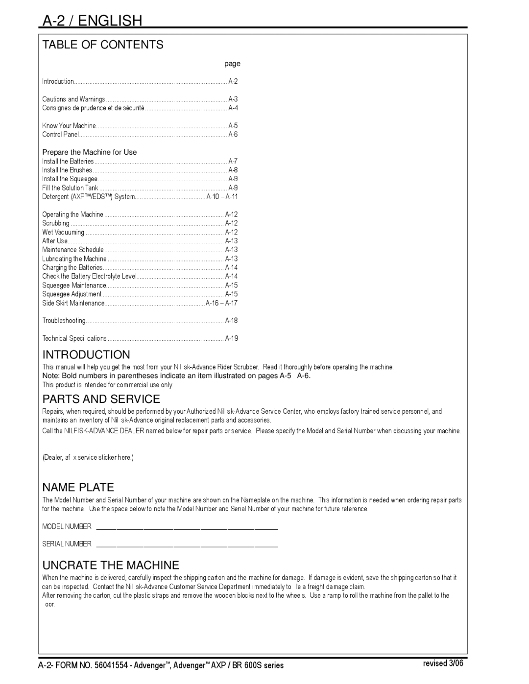 Nilfisk-Advance America BR 600S Series manual English 