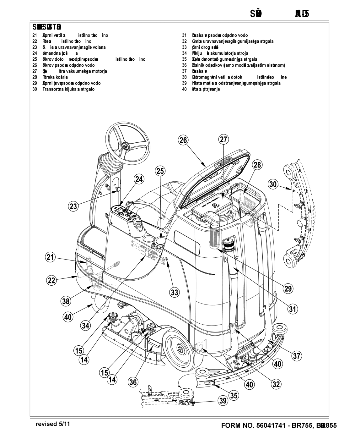 Nilfisk-Advance America BR755C, BR855 manual Slovenščina / D-5, Spoznajte Svoj Stroj 