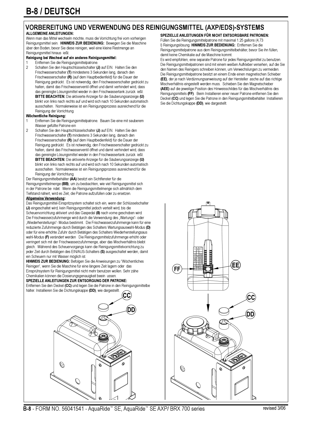 Nilfisk-Advance America BRX 700 Series manual Allgemeine Anleitungen 