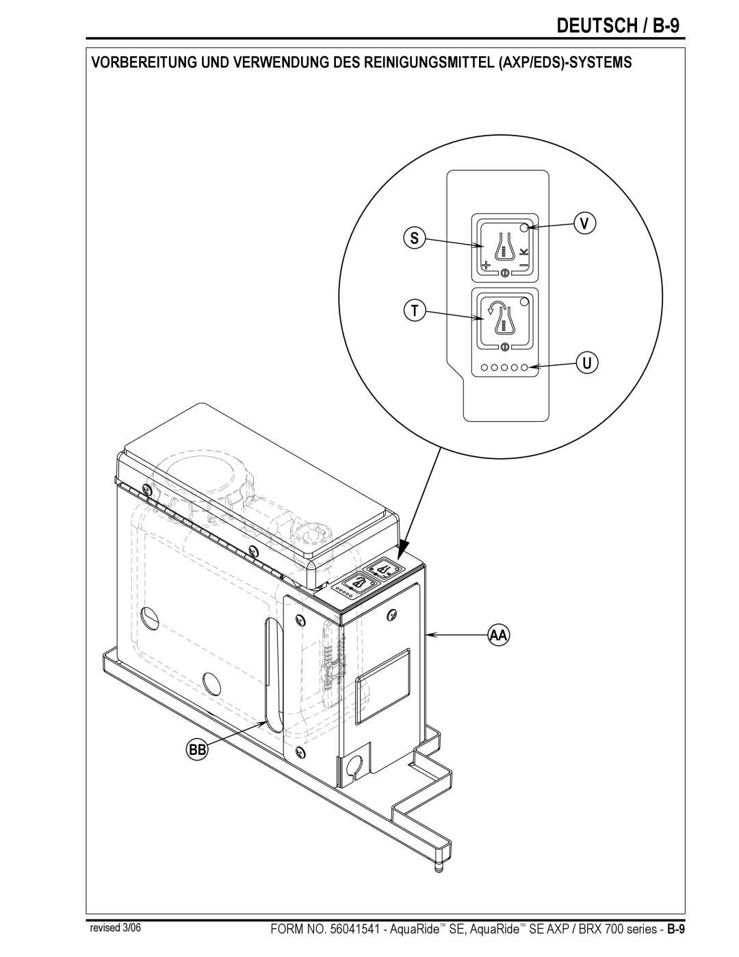 Nilfisk-Advance America BRX 700 Series manual Deutsch / B-9 