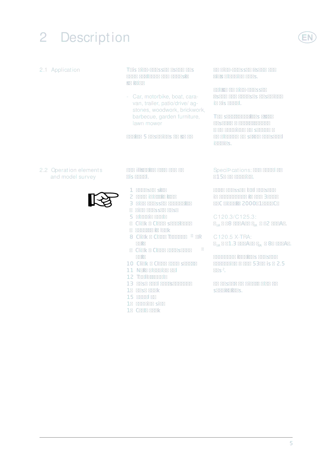 Nilfisk-Advance America C 120.5 X-TRA, C 120.3, C 125.3 user manual Description 