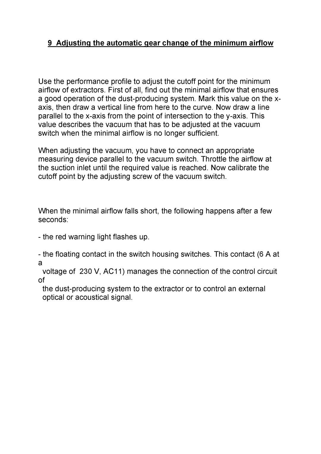 Nilfisk-Advance America GB 1133 instruction manual Adjusting the automatic gear change of the minimum airflow 