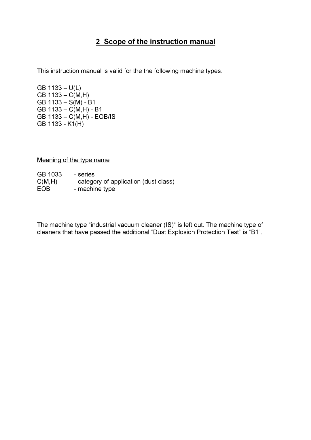 Nilfisk-Advance America GB 1133 instruction manual Eob 