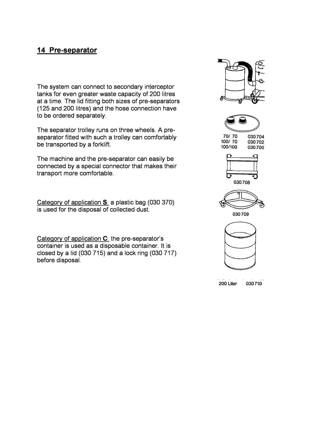 Nilfisk-Advance America GB 1133 instruction manual Pre-separator 