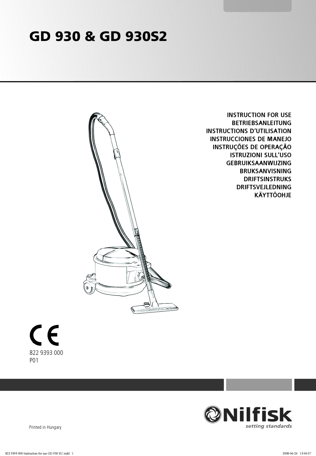 Nilfisk-Advance America manual GD 930 & GD 930S2 