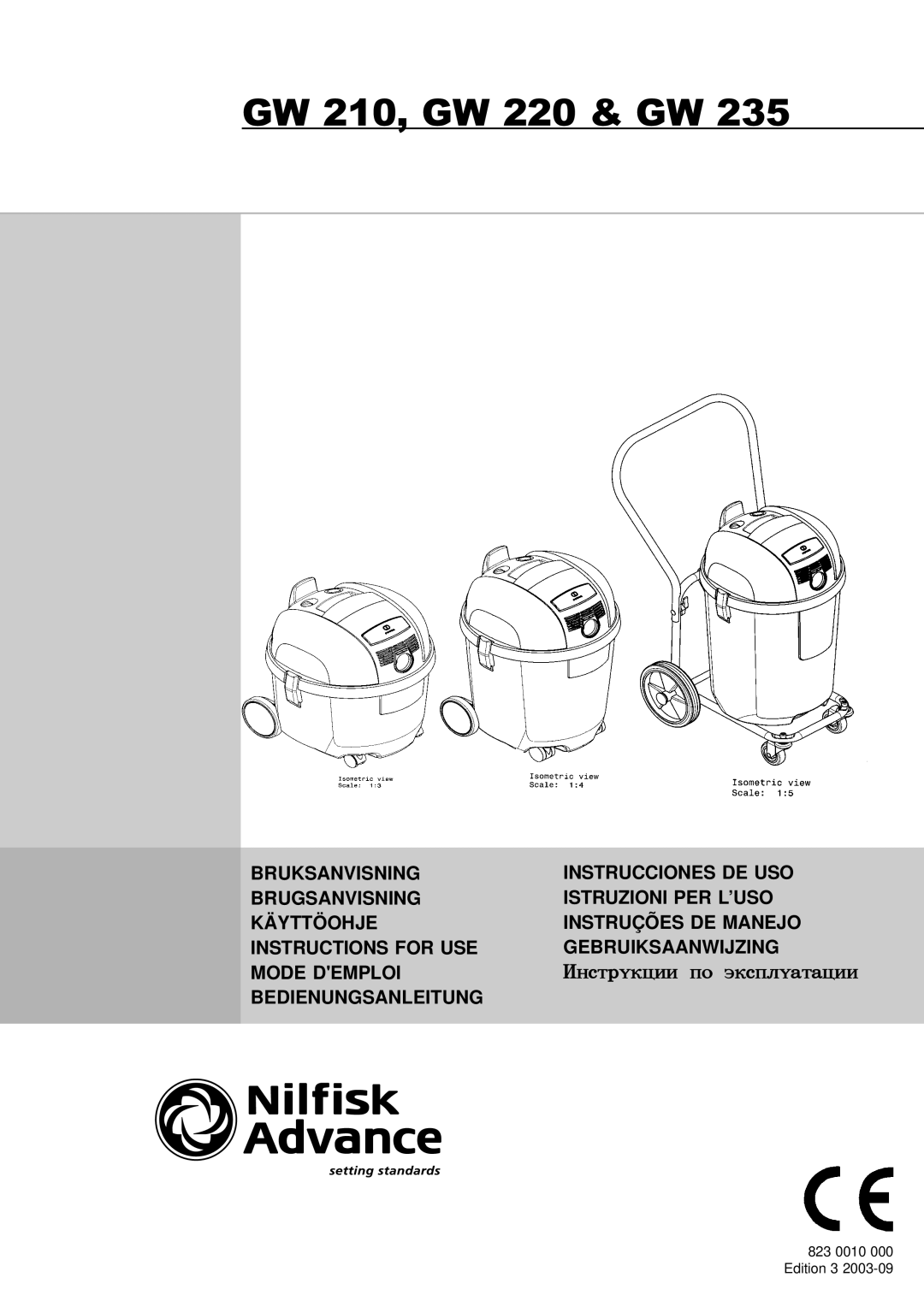 Nilfisk-Advance America GW 235 manual GW 210, GW 220 & GW, Bedienungsanleitung 