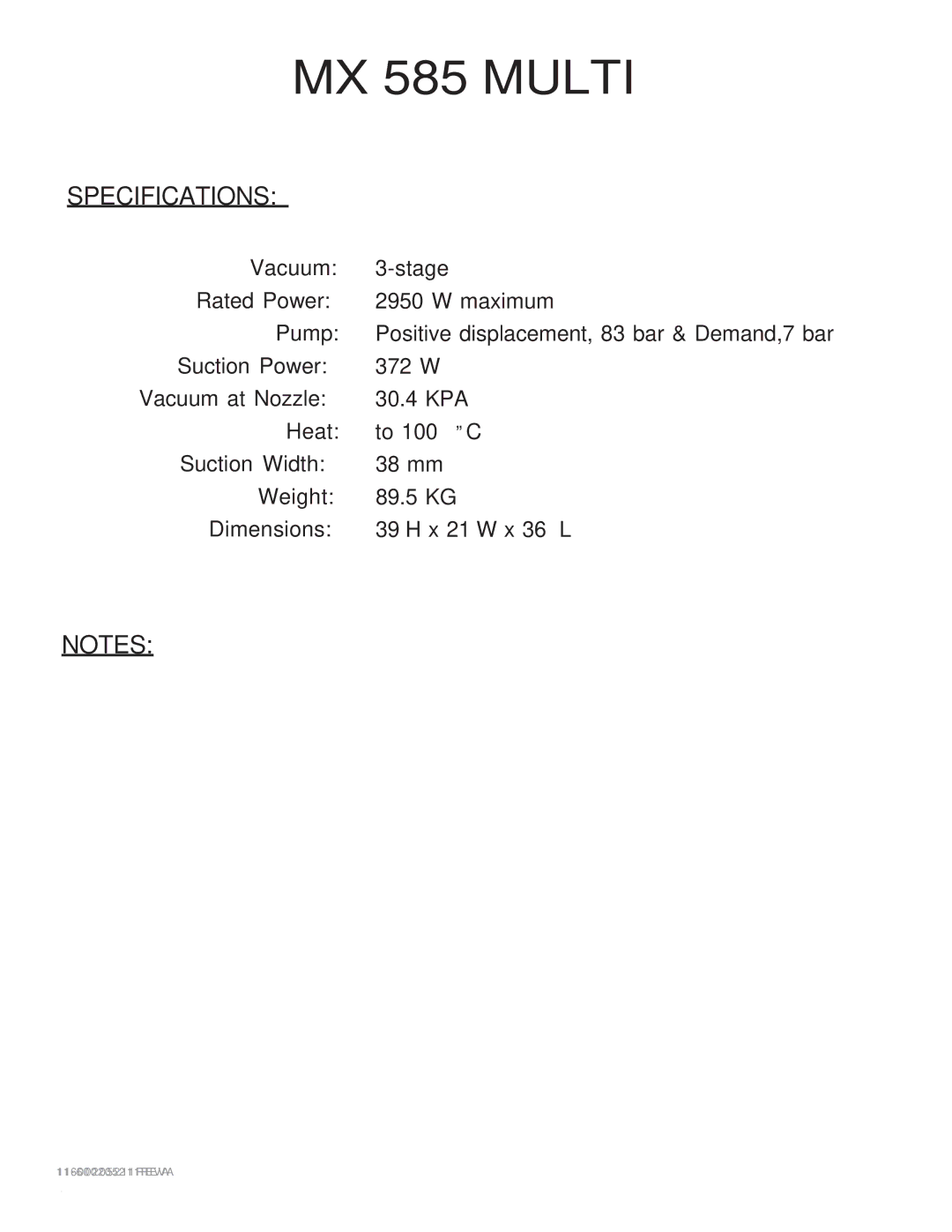 Nilfisk-Advance America HSC 585 operating instructions MX 585 Multi 