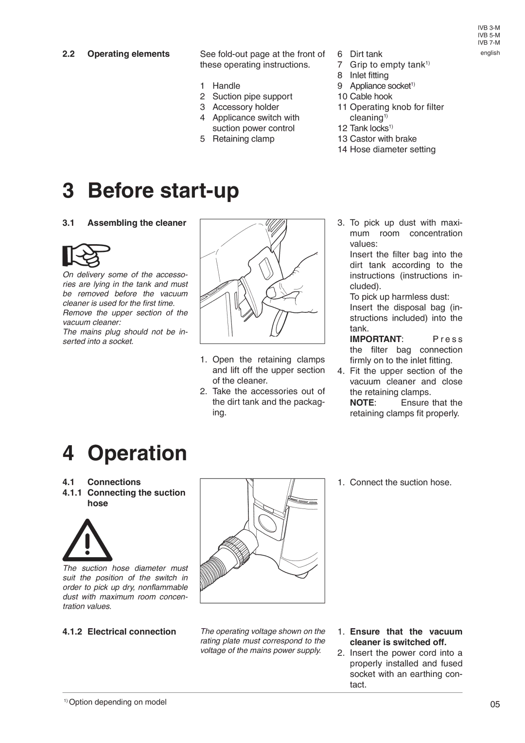 Nilfisk-Advance America IVB 7-M, IVB 5-M, IVB 3-M manual Before start-up, Operation 