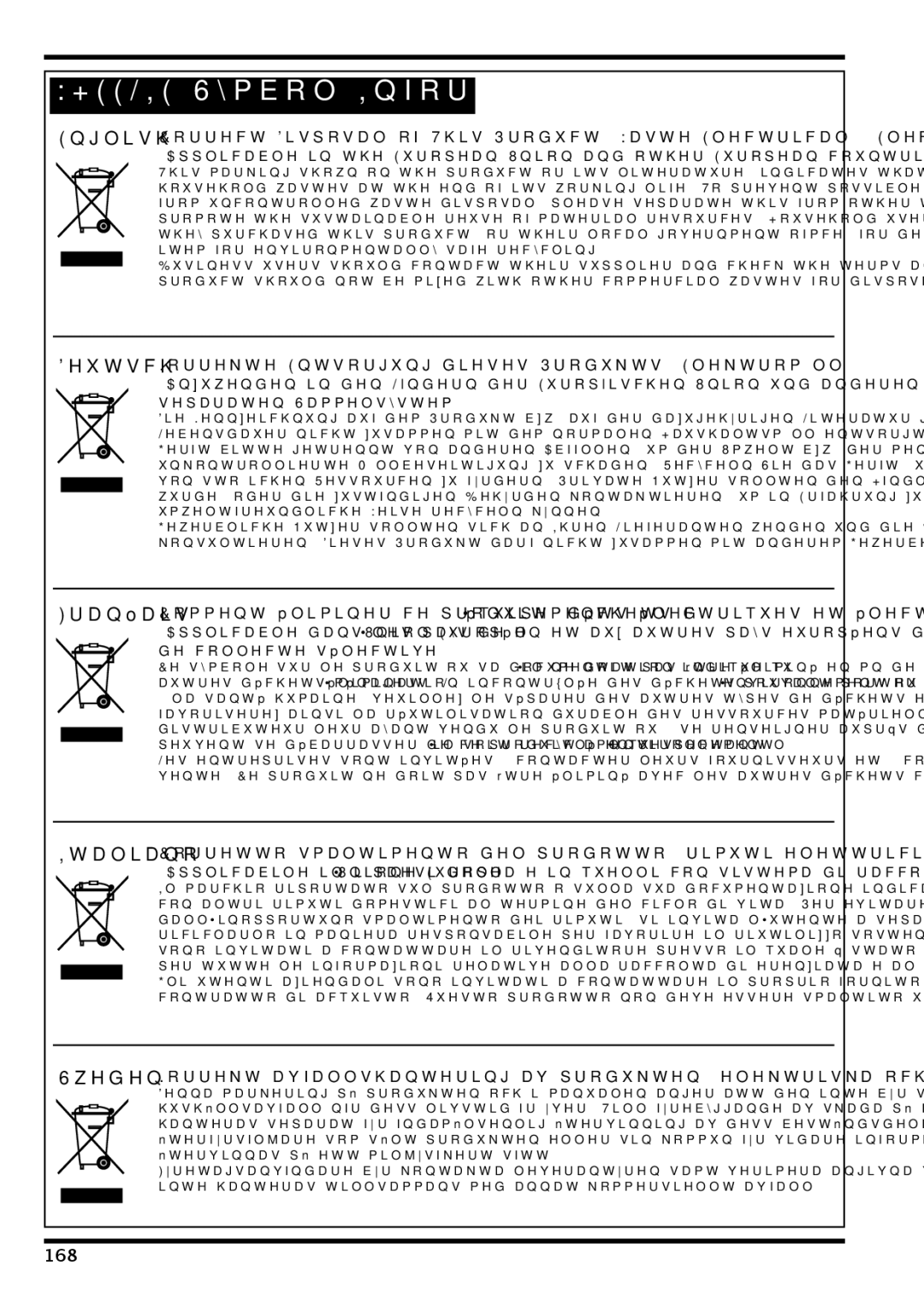 Nilfisk-Advance America IVT-1000CR, IVT 1000 CR H operating instructions Wheelie Symbol Information, 168 