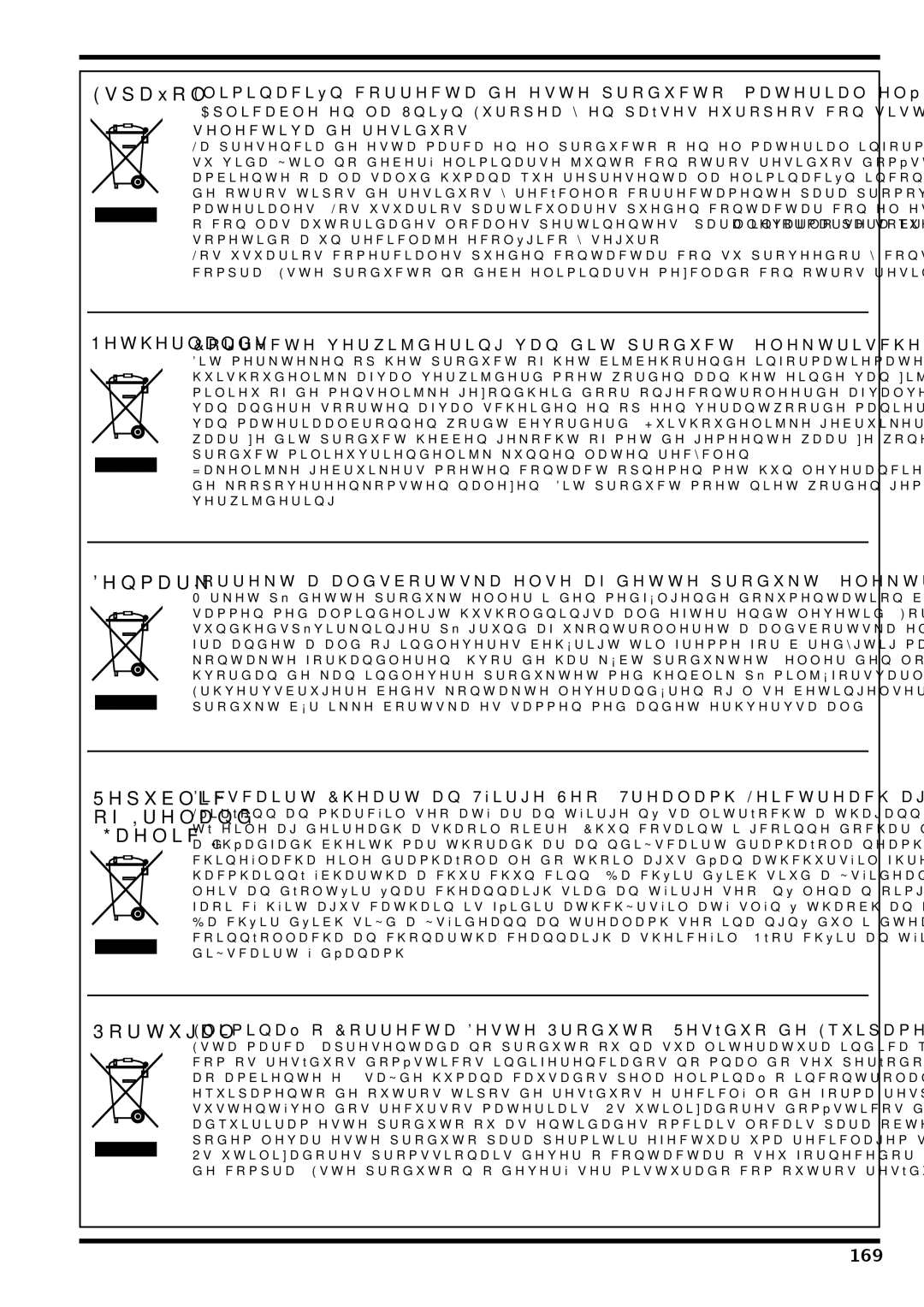 Nilfisk-Advance America IVT 1000 CR H, IVT-1000CR operating instructions Español, 169 