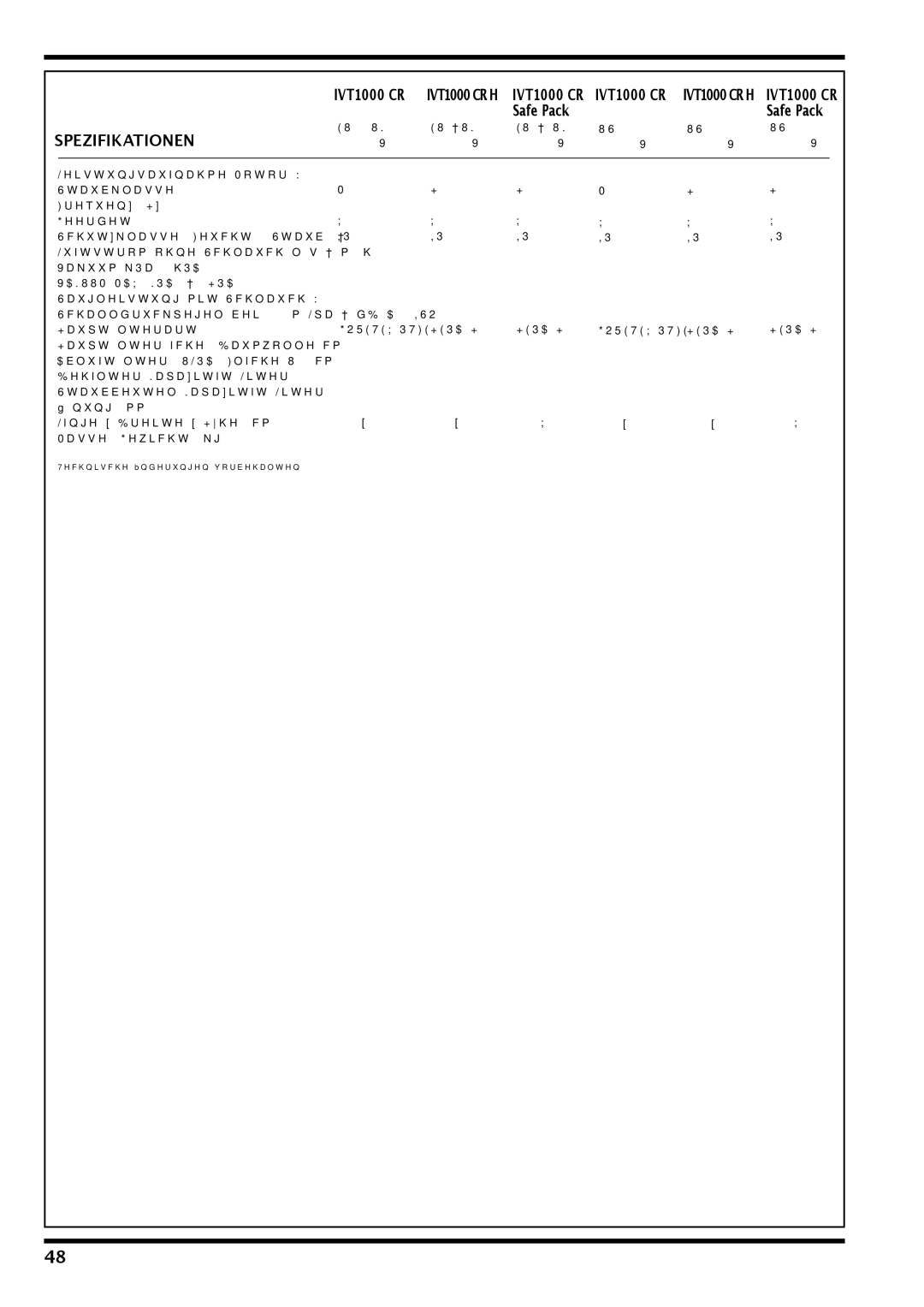 Nilfisk-Advance America IVT-1000CR, IVT 1000 CR H operating instructions IVT1000 CR, Spezifikationen 