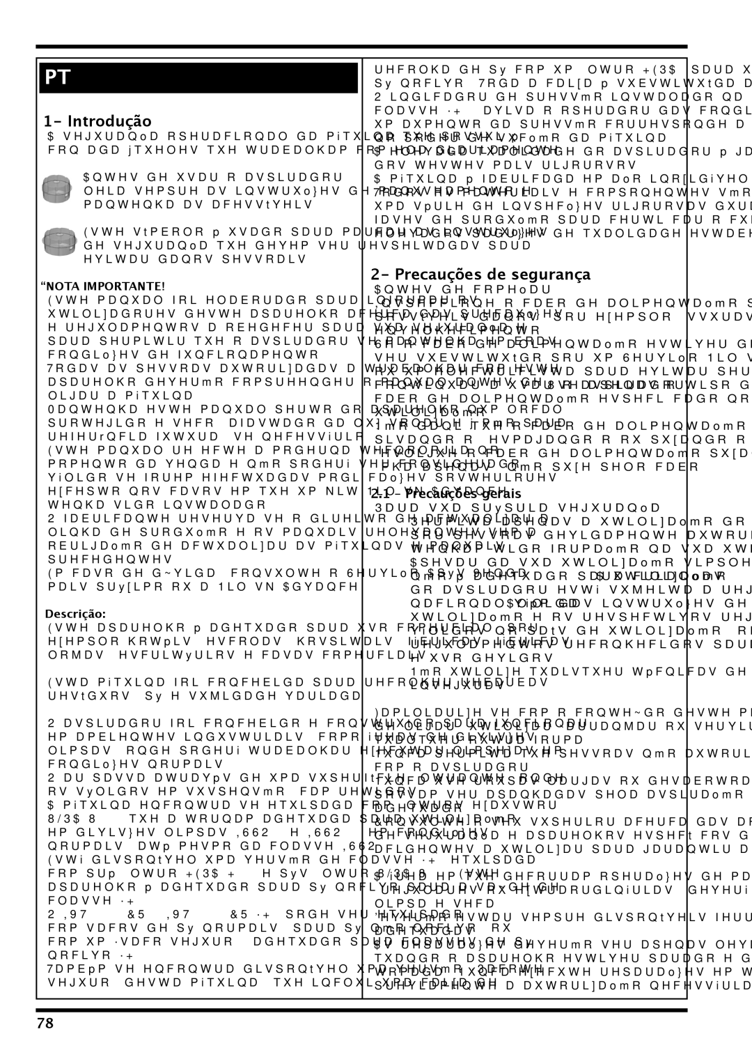 Nilfisk-Advance America IVT-1000CR, IVT 1000 CR H Introdução, Precauções de segurança, Precauções gerais, Descrição 