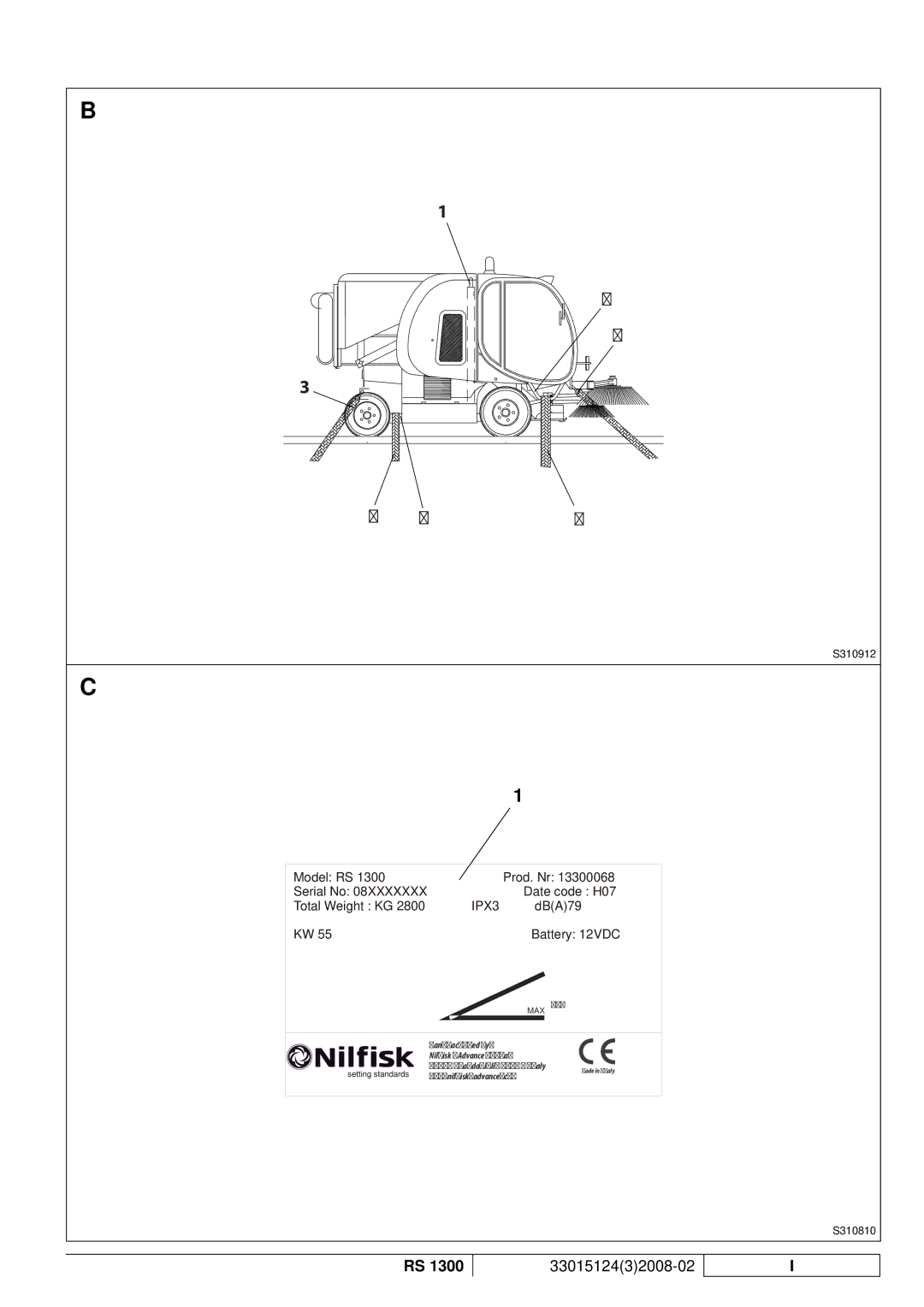 Nilfisk-Advance America RS 1300 manual 3301512432008-02 