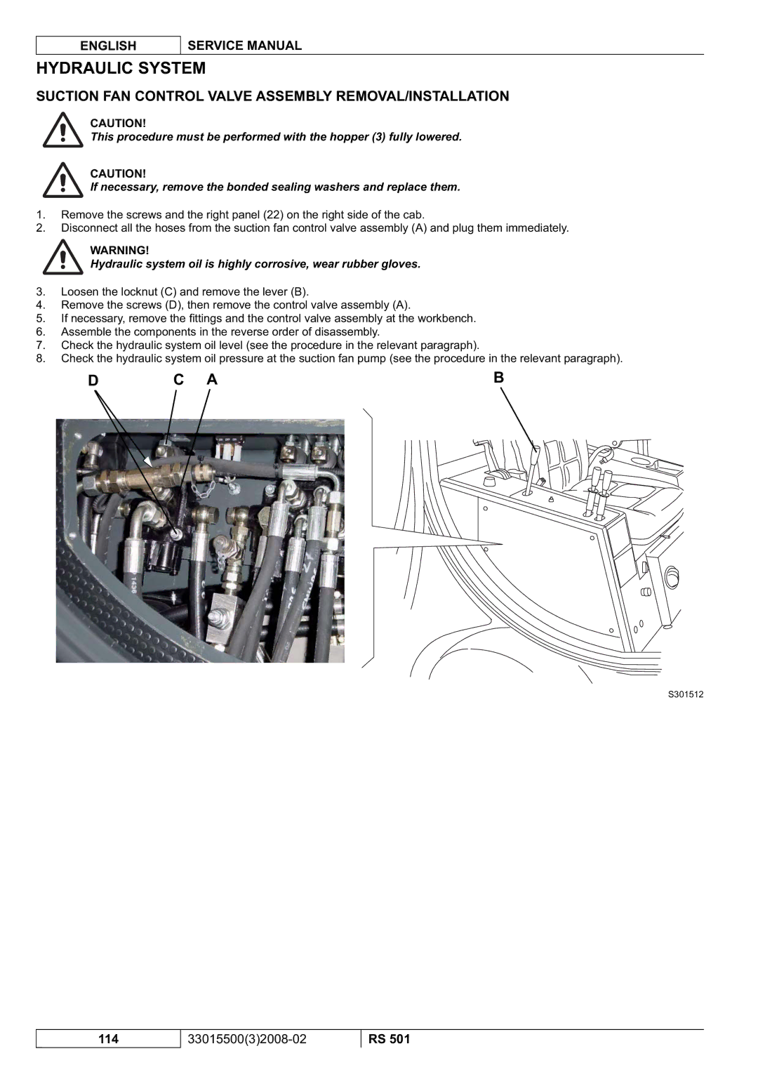 Nilfisk-Advance America RS 501 service manual Suction FAN Control Valve Assembly REMOVAL/INSTALLATION 