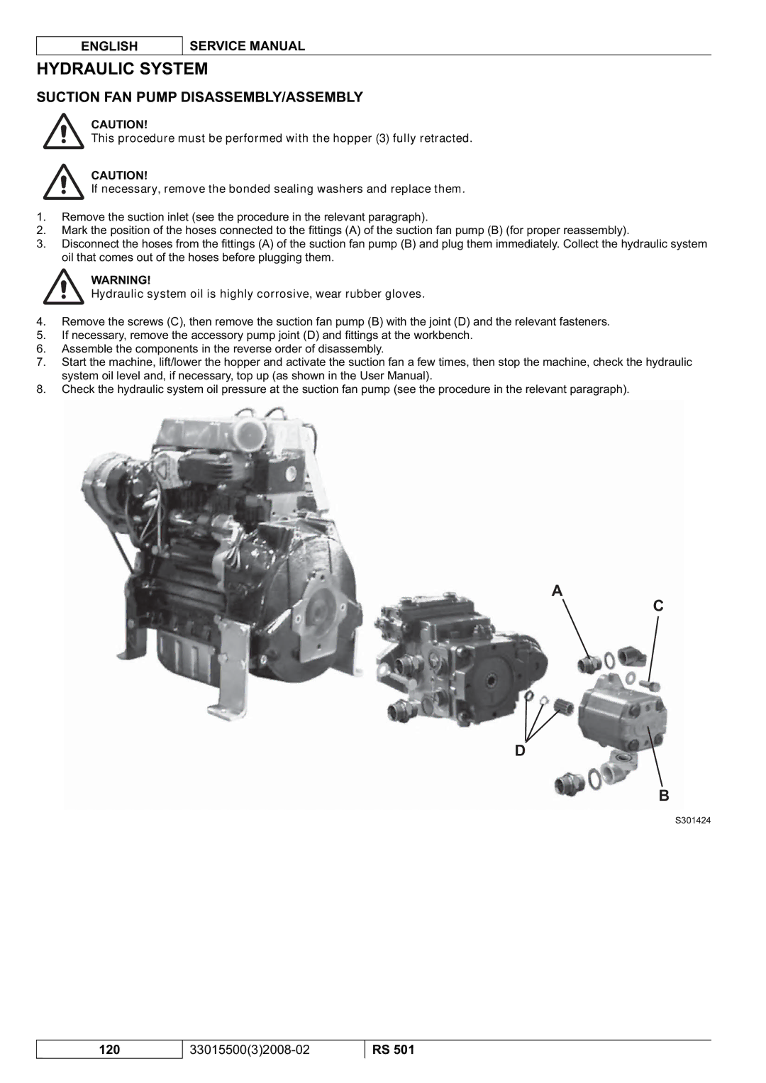 Nilfisk-Advance America RS 501 service manual Suction FAN Pump DISASSEMBLY/ASSEMBLY 