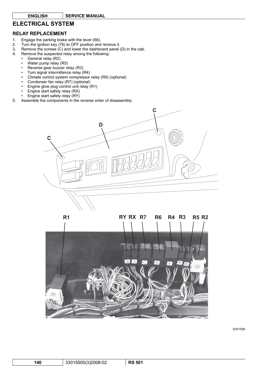 Nilfisk-Advance America RS 501 service manual Relay Replacement 