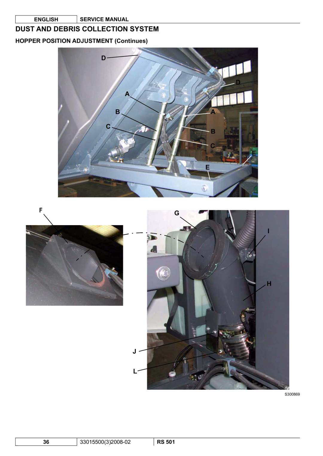 Nilfisk-Advance America RS 501 service manual Hopper Position Adjustment Continues 