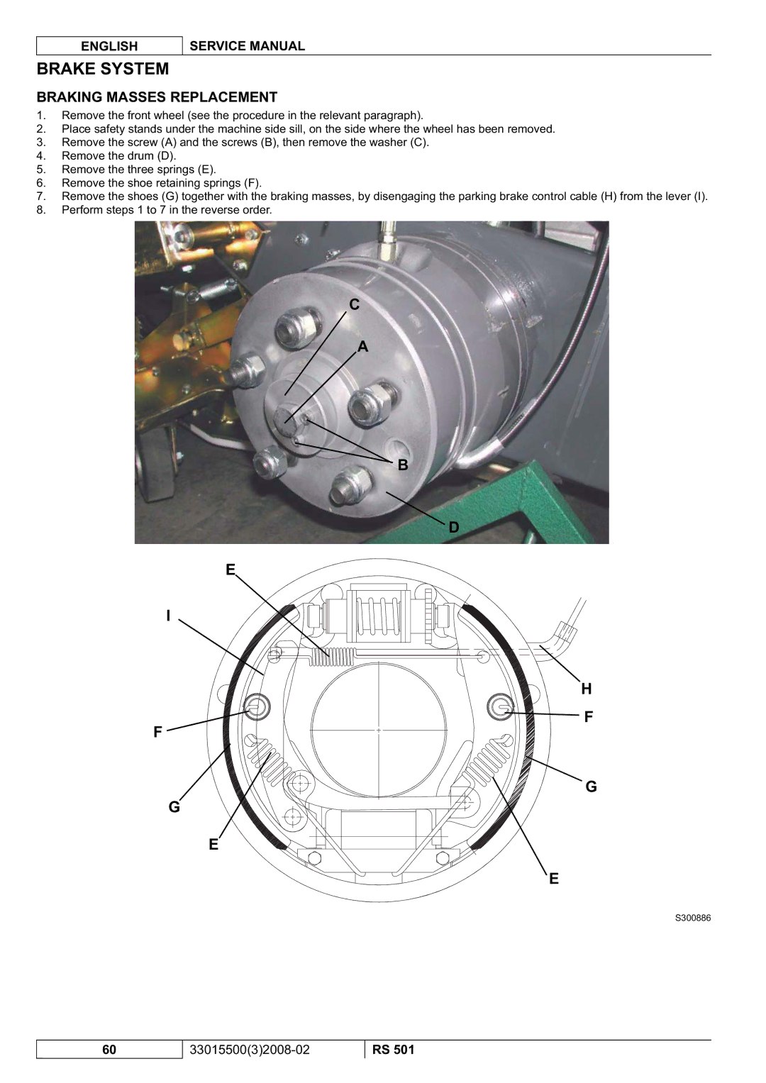 Nilfisk-Advance America RS 501 service manual Braking Masses Replacement 